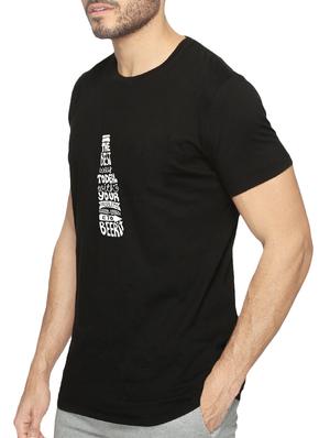 black cotton chest print tshirt - 15621924 - Standard Image - 2
