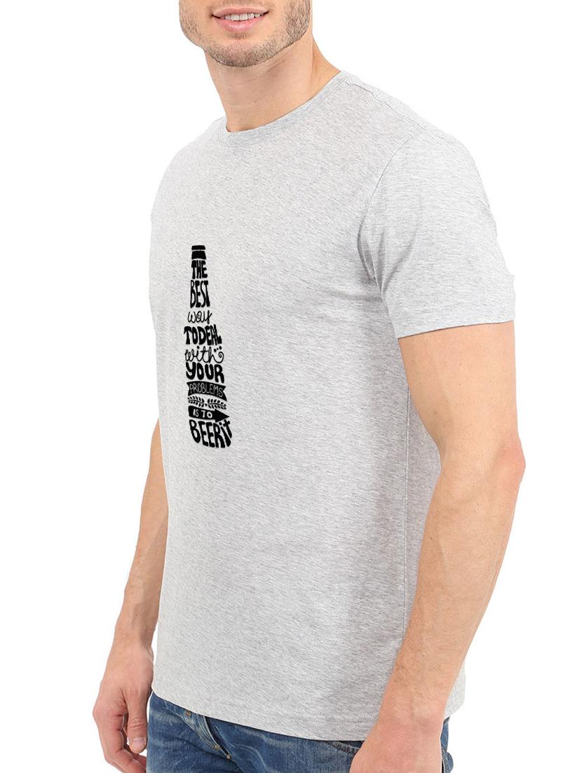 grey cotton chest print tshirt - 15621926 - Zoom Image - 2