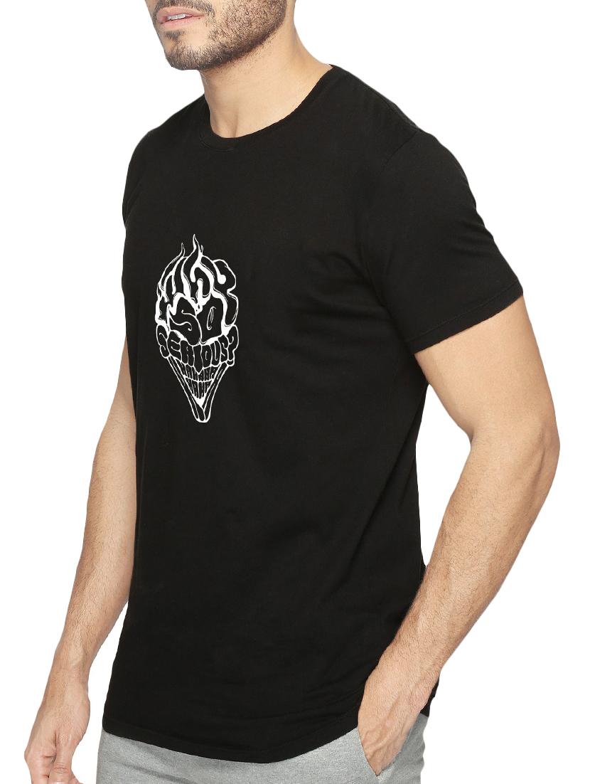 black cotton chest print tshirt - 15621927 - Zoom Image - 2
