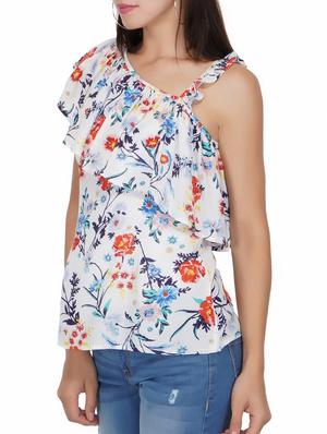 ruffled detail floral top - 15622079 - Standard Image - 2