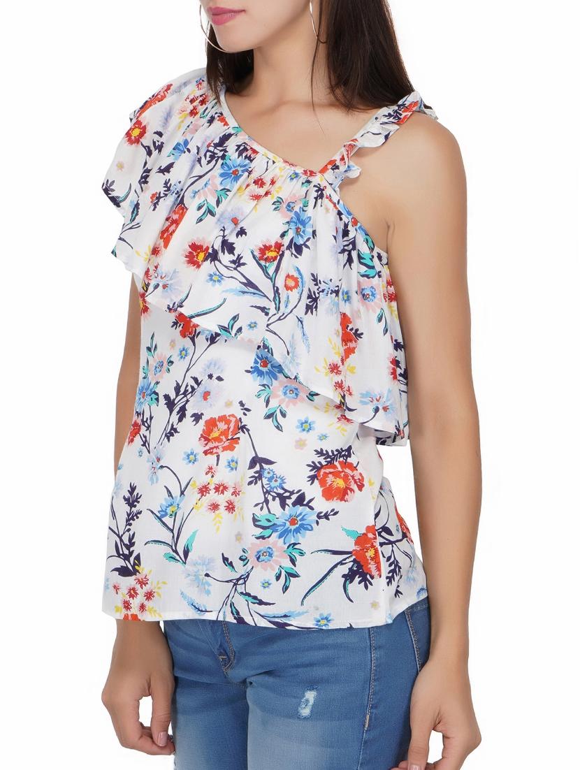 ruffled detail floral top - 15622079 - Zoom Image - 2