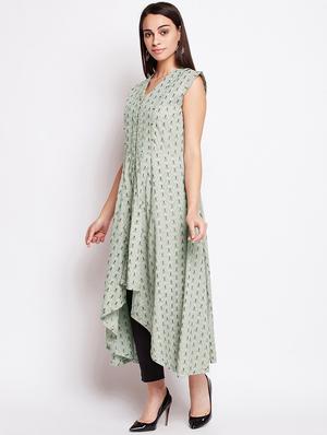 Snow Asymmetric printed kurta - 15622369 - Standard Image - 2