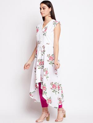 Snow Asymmetric floral kurta - 15622370 - Standard Image - 2