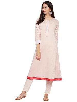 Baby pink a-line solid kurta - 15622372 - Standard Image - 2