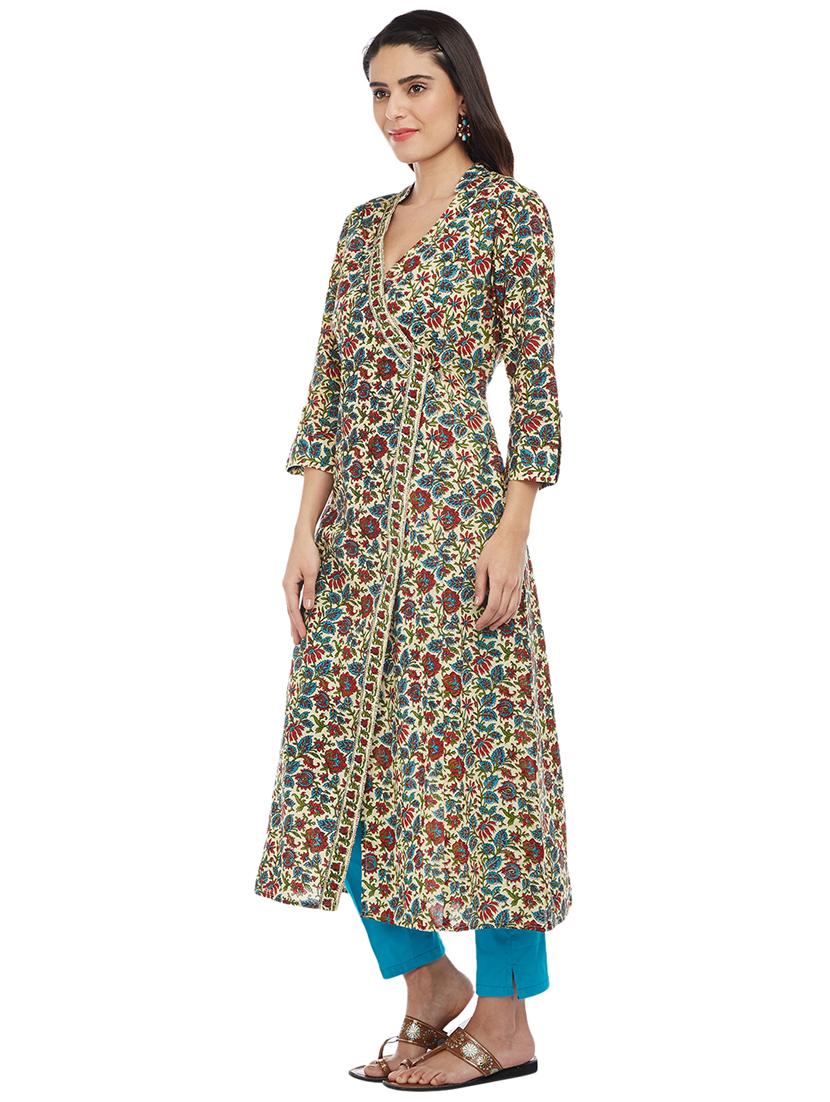 Angrakha printed kurta - 15622378 - Zoom Image - 2