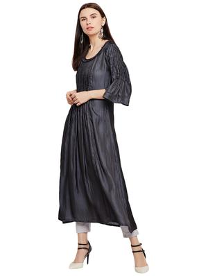 Art silk flared pintucks kurta - 15622384 - Standard Image - 2