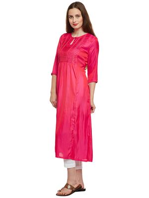 Art silk a-line pintucks kurta - 15622386 - Standard Image - 2