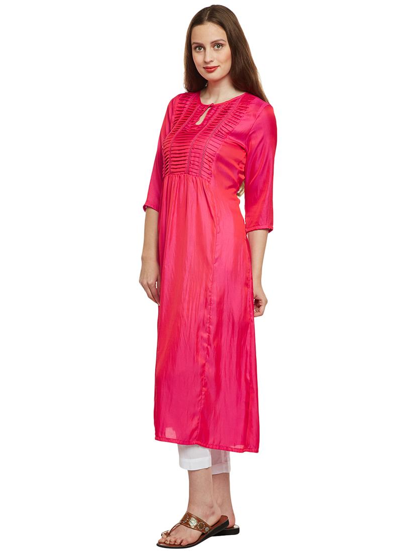 Art silk a-line pintucks kurta - 15622386 - Zoom Image - 2