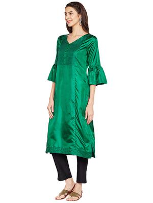 Bell sleeves art silk straight kurta - 15622393 - Standard Image - 2