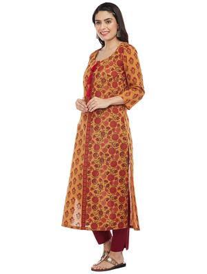 Printed straight kurta with tassels - 15622398 - Standard Image - 2