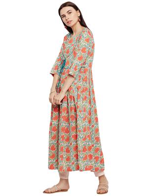 Flared printed draw code kurta - 15622404 - Standard Image - 2