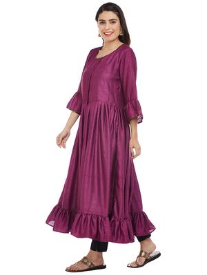 Flared bell sleeves kurta - 15622406 - Standard Image - 2