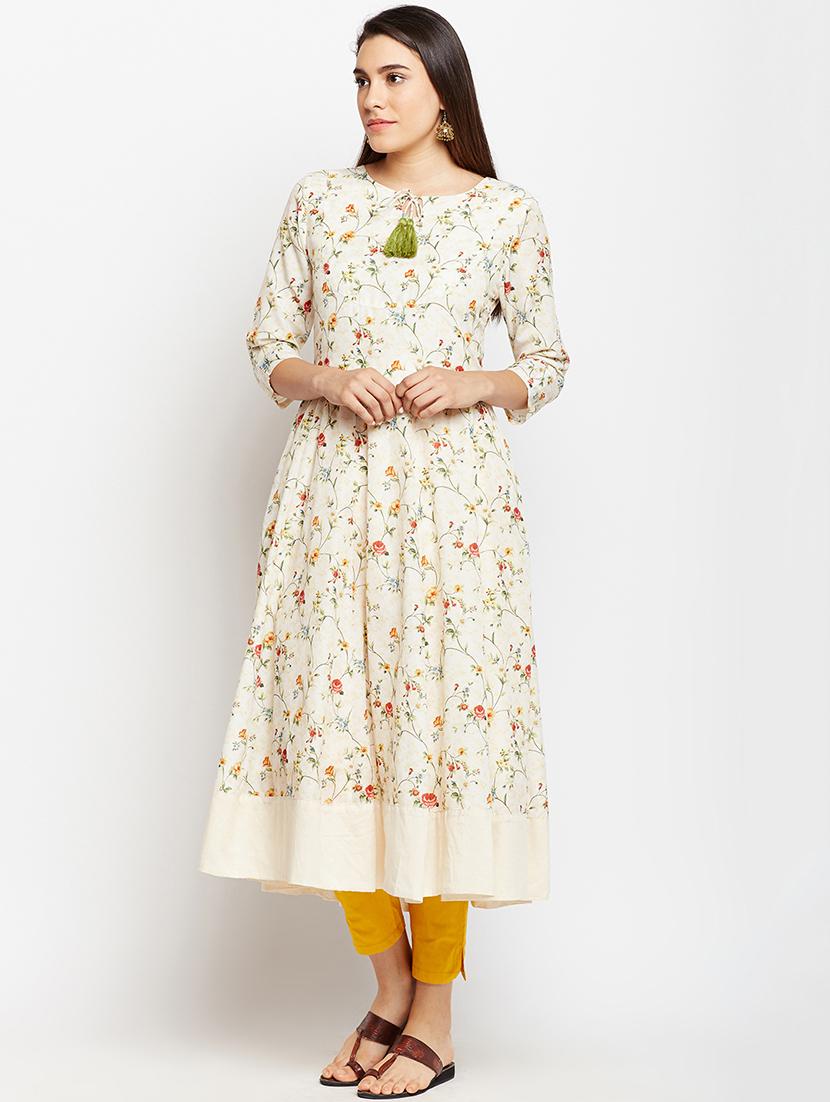 Flared printed kurta with tassels - 15622414 - Zoom Image - 2