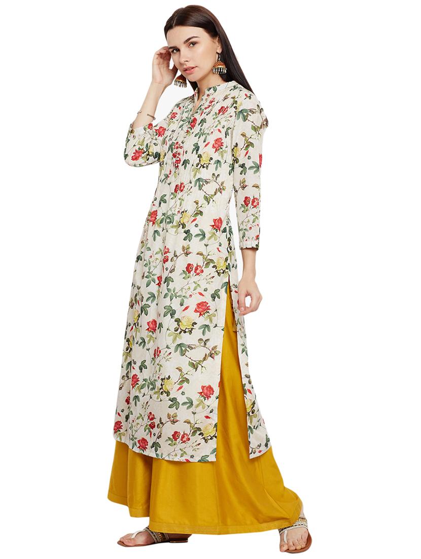 Floral pintucks straight kurta - 15622415 - Zoom Image - 2