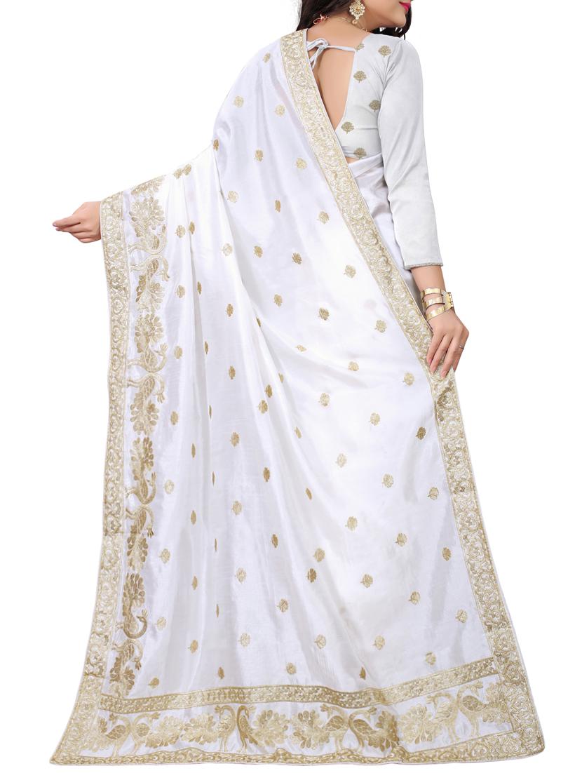 zari embroidered saree with blouse - 15622661 - Zoom Image - 2