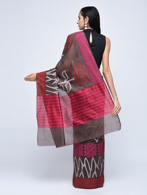 floral motif woven saree with blouse - 15622852 - Standard Image - 2
