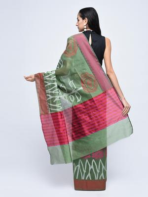 floral motif woven saree with blouse - 15622854 - Standard Image - 2