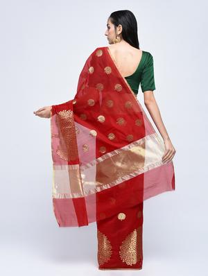 conversational zari motif banarasi saree with blouse - 15622856 - Standard Image - 2
