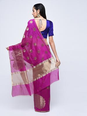 conversational zari motif banarasi saree with blouse - 15622861 - Standard Image - 2