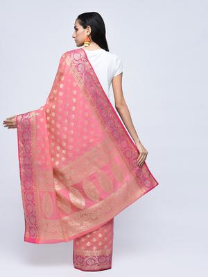 floral zari border banarasi saree with blouse - 15622863 - Standard Image - 2