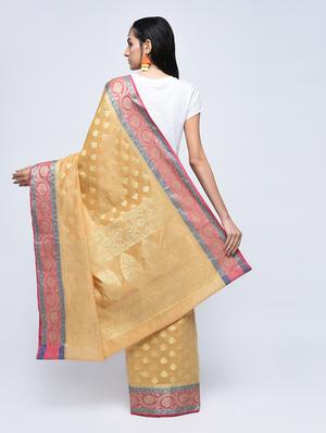 floral zari border banarasi saree with blouse - 15622864 - Standard Image - 2
