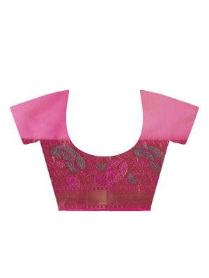 paisley zari border banarasi saree with blouse - 15622867 - Standard Image - 5