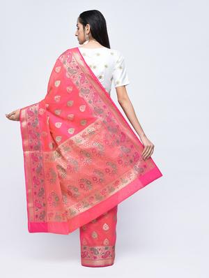 paisley zari border banarasi saree with blouse - 15622868 - Standard Image - 2