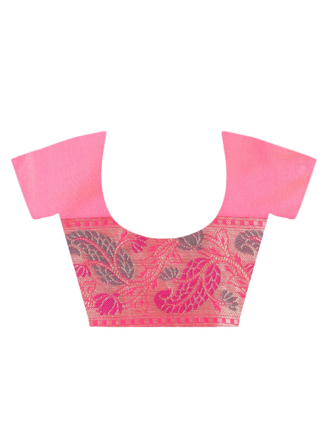 paisley zari border banarasi saree with blouse - 15622868 - Zoom Image - 5