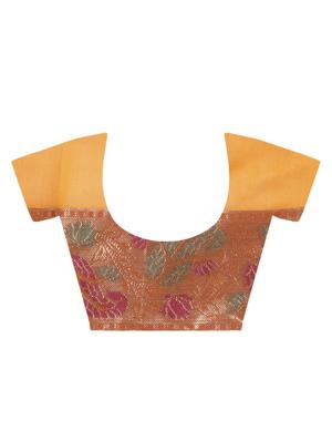 paisley zari border banarasi saree with blouse - 15622869 - Standard Image - 5