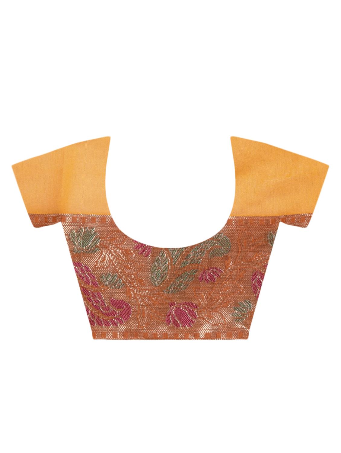 paisley zari border banarasi saree with blouse - 15622869 - Zoom Image - 5