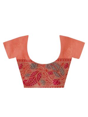 paisley zari border banarasi saree with blouse - 15622871 - Standard Image - 5