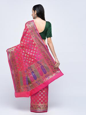 paisley zari border banarasi saree with blouse - 15622872 - Standard Image - 2