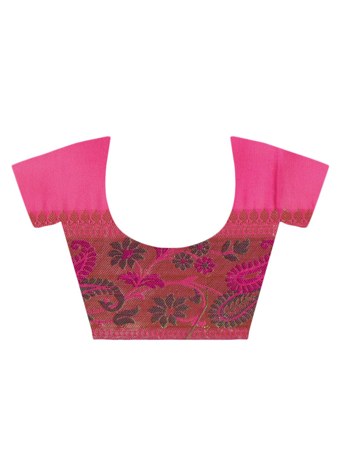 paisley zari border banarasi saree with blouse - 15622872 - Zoom Image - 5