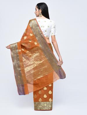 floral zari border banarasi saree with blouse - 15622884 - Standard Image - 2