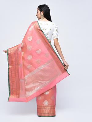 zari motif banarasi saree with blouse - 15622888 - Standard Image - 2