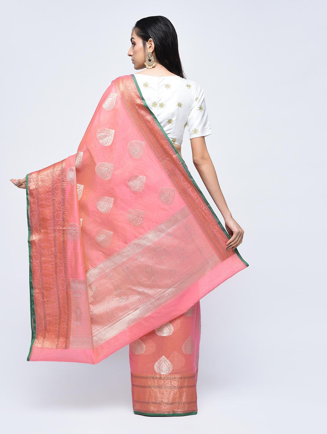 zari motif banarasi saree with blouse - 15622888 - Zoom Image - 2