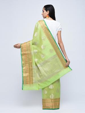 zari motif banarasi saree with blouse - 15622889 - Standard Image - 2