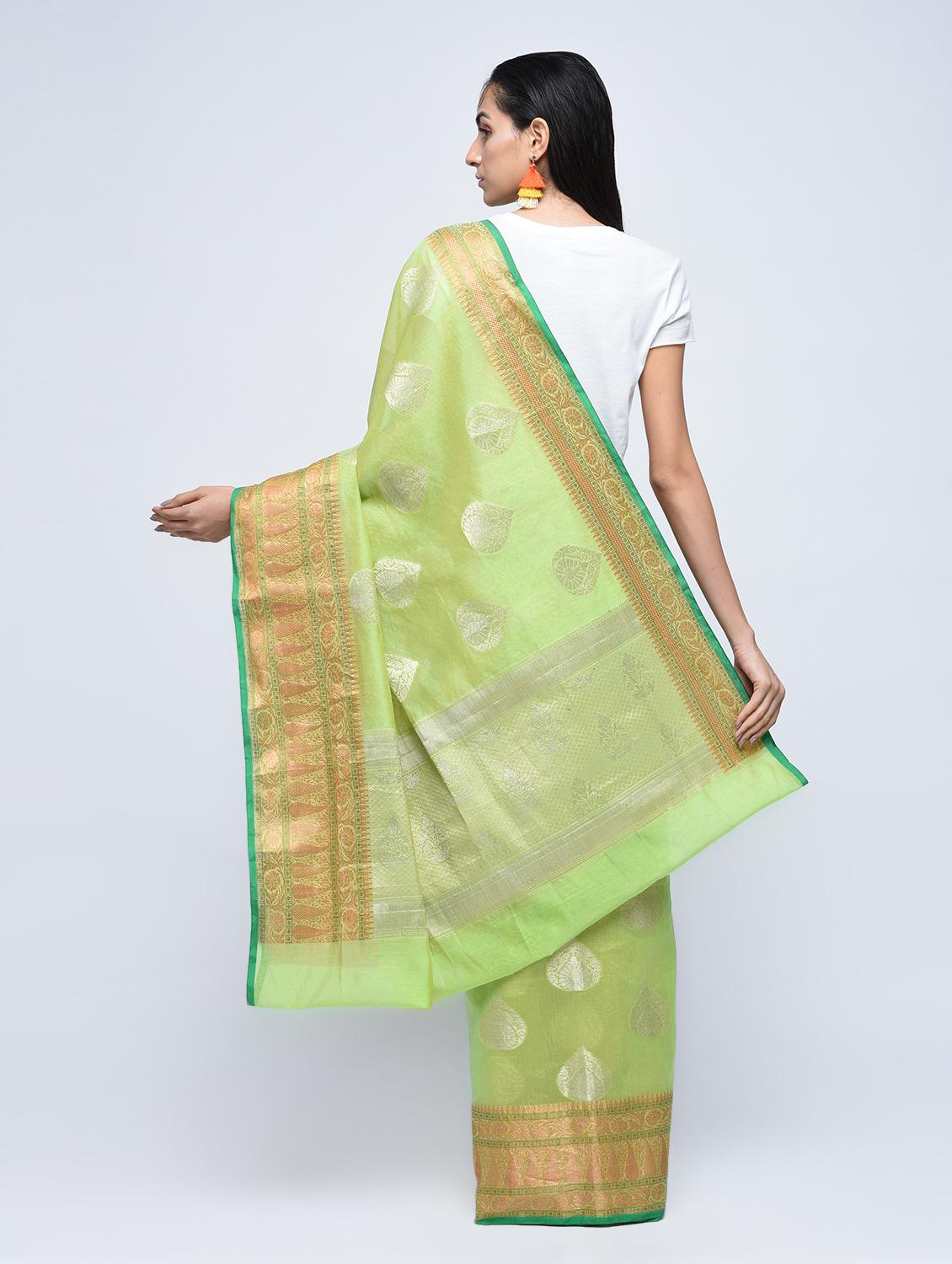 zari motif banarasi saree with blouse - 15622889 - Zoom Image - 2
