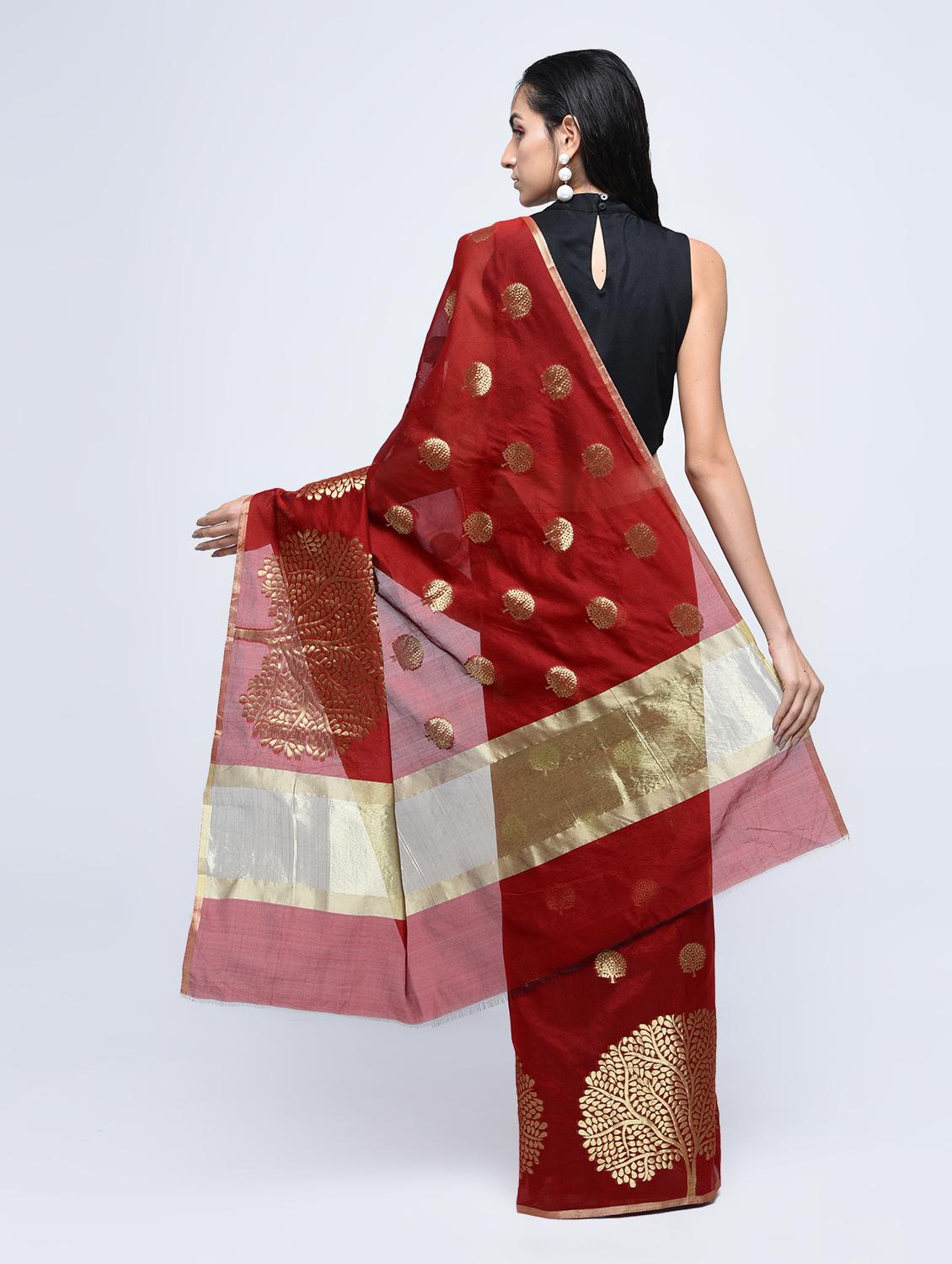 conversational zari motif banarasi saree with blouse - 15622891 - Zoom Image - 2