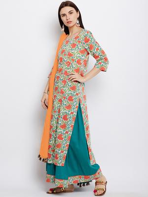 Front slit detail stitched palazzo suit - 15623540 - Standard Image - 2