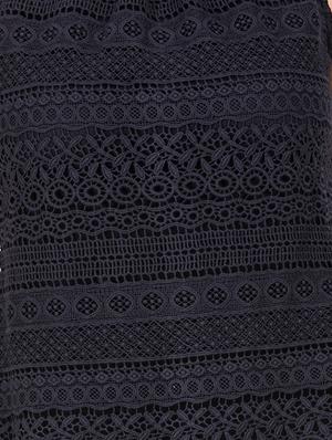 gathered neck lace overlay dress - 15623864 - Standard Image - 5