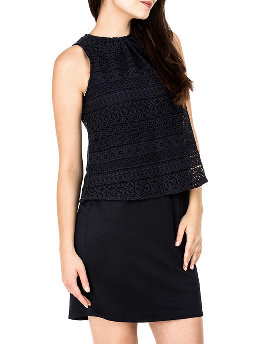 gathered neck lace overlay dress - 15623864 - Zoom Image - 2