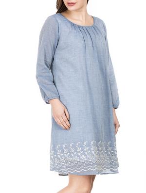 gathered neck schiffli a-line dress - 15623865 - Standard Image - 2