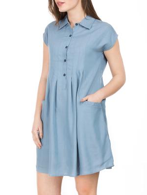 pleated button detail a-line dress - 15623866 - Standard Image - 2