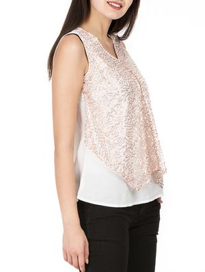 sequined mesh overlay top - 15623868 - Standard Image - 2