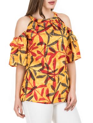 ruffled detail cold shoulder top - 15623872 - Standard Image - 2