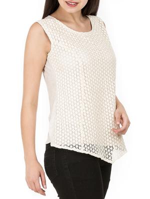 crochet overlay asymmetric top - 15623873 - Standard Image - 2