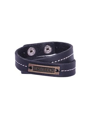 black leatherette studded bracelet - 15624676 - Standard Image - 2