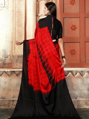 contrast shades shibori saree with blouse - 15625021 - Standard Image - 2
