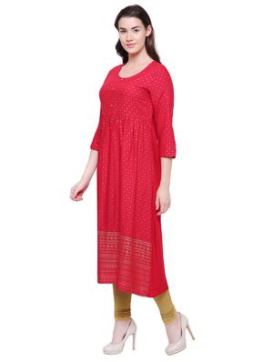 A-line foil print kurta - 15625059 - Standard Image - 2